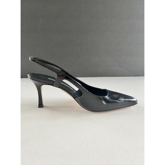 Manolo Blahnik Bretto black Patent Leather Slingback Pumps Size 36.5 - Picture 8 of 12